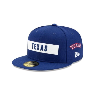 Blue Texas Rangers Hat - New Era MLB Boxed Wordmark 59FIFTY Fitted Caps USA8364701